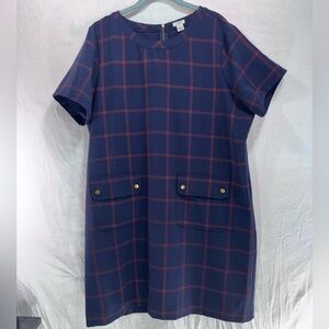 J Crew Womens size 20 Relaxed printed pocket dress in Vintage indigo crimson